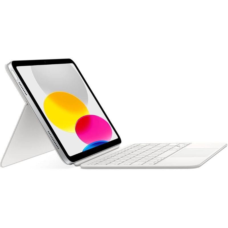 Tablet with a keyboard cover on a white background