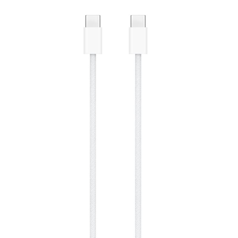 Two white USB-C cables on a white background