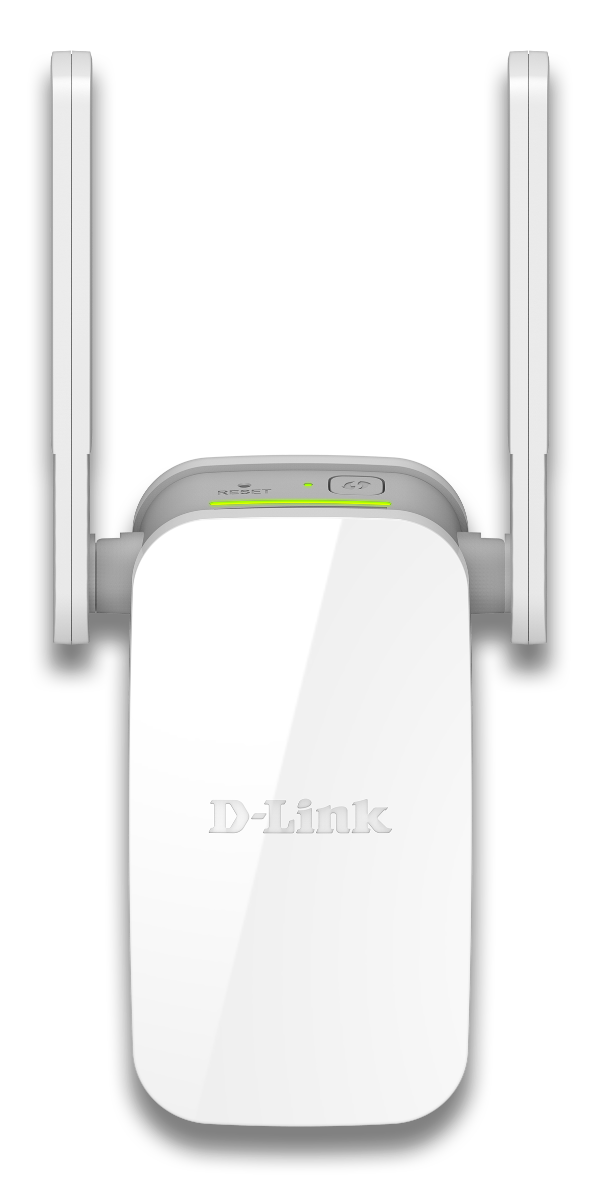 D-Link Wi-Fi range extender with antennas on a white background