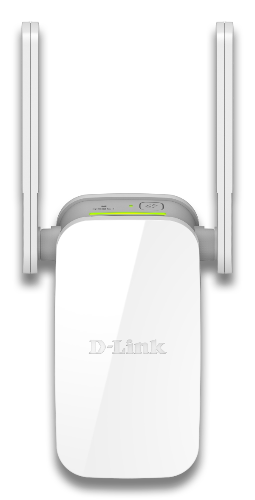 D-Link Wi-Fi range extender with antennas on a white background