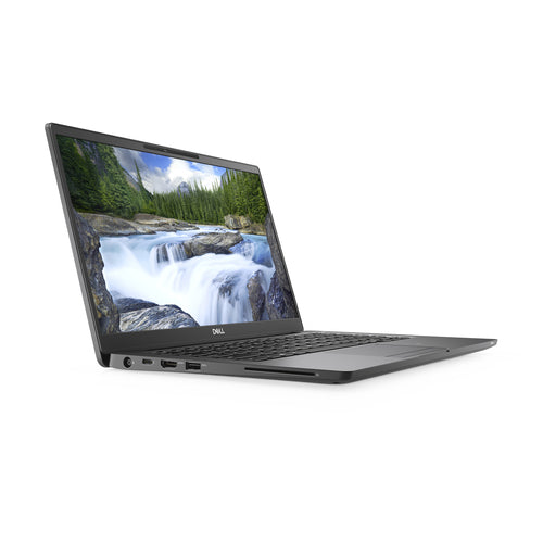 Laptop displaying a scenic wallpaper on a white background