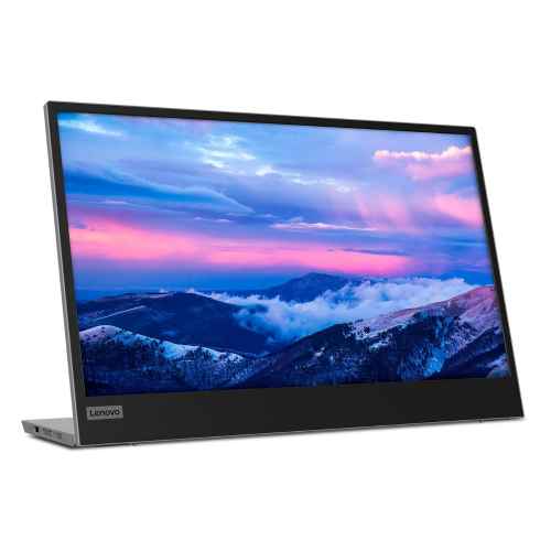Lenovo L15 15.6" FHD USB-C Monitor-66E4UAC1WL with a scenic display on a white background