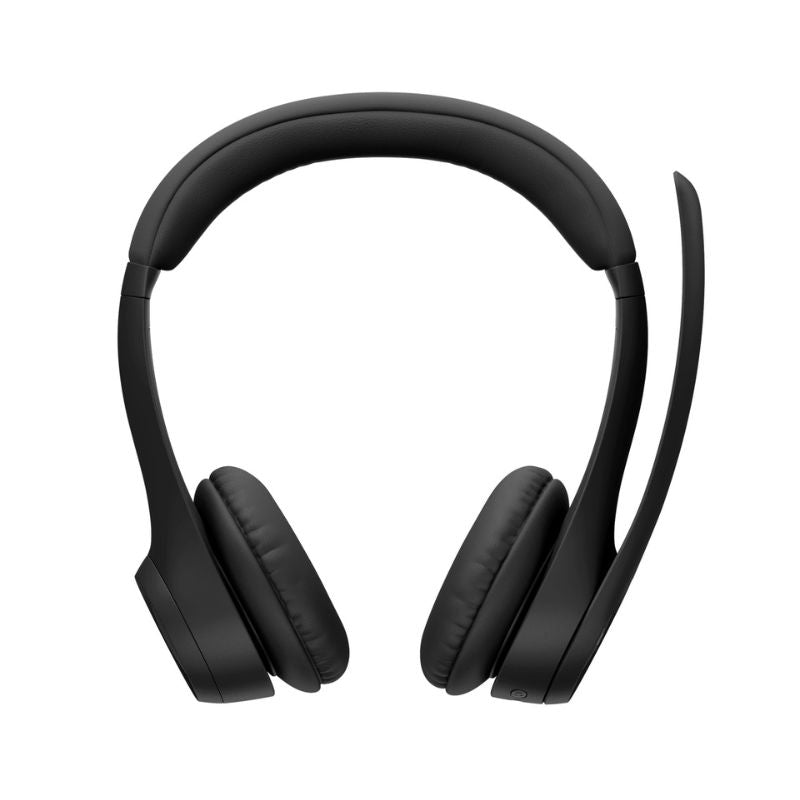 Black headphones on a white background