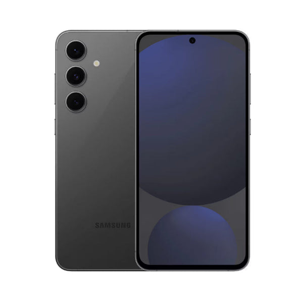Samsung smartphone showing front and back on a white background