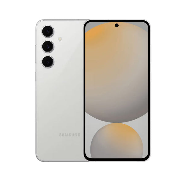 Samsung smartphone showing front and back on a white background