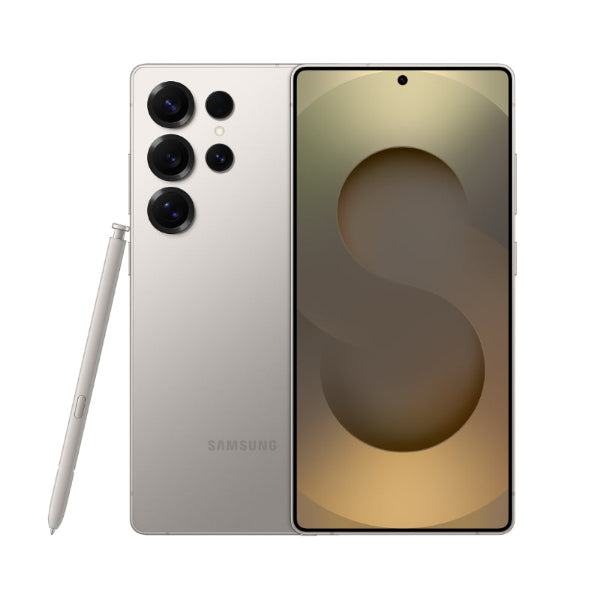 Samsung smartphone with stylus on a white background