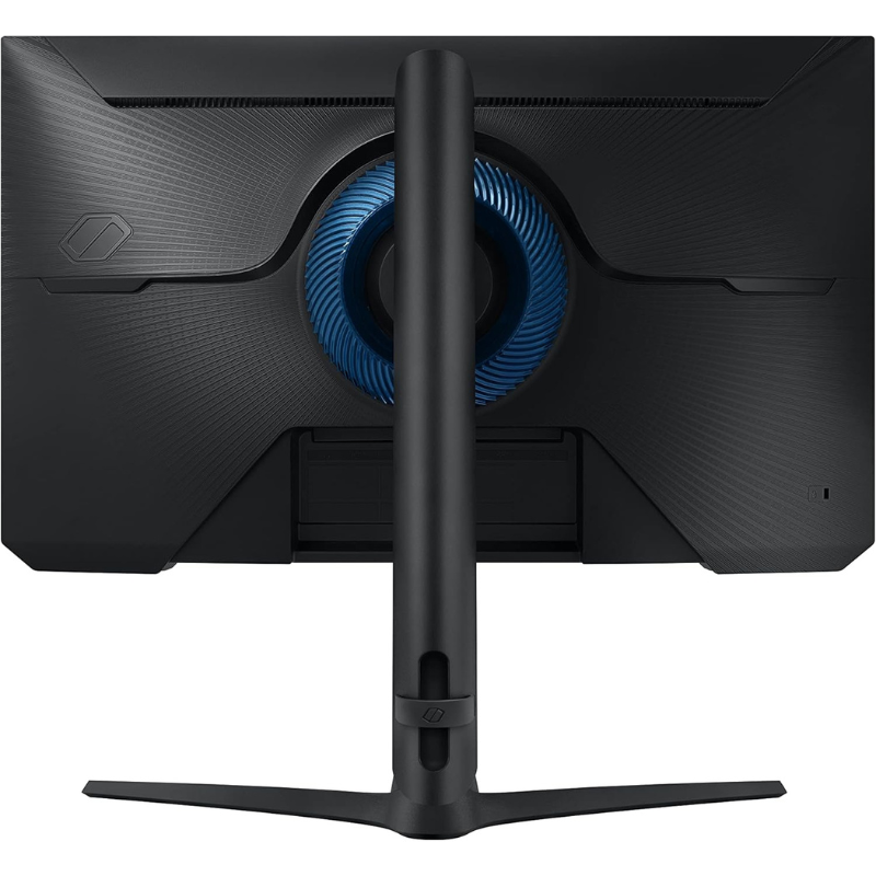 the backside of Samsung LS25BG402EMXUE 25" Odyssey G4 Gaming Monitor on a white background