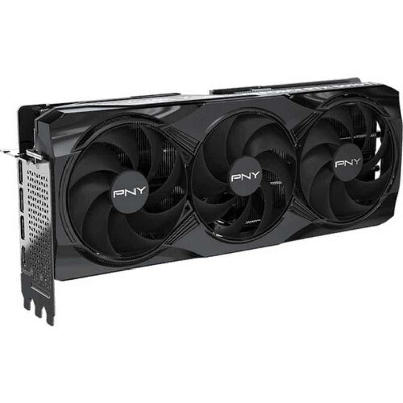 GPU with three fans and PNY branding on a white background