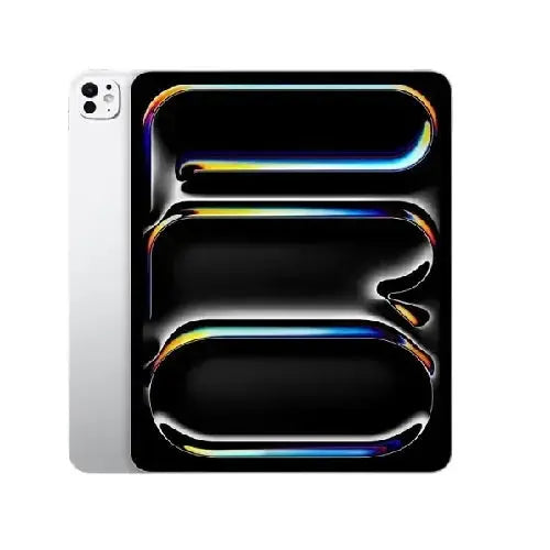 Apple iPad Pro 11-inch M4 256GB in Silver with vibrant OLED display showcasing abstract colorful design