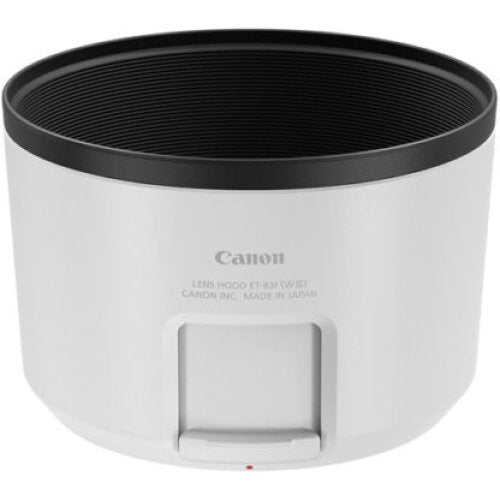 Canon RF 70-200mm f/2.8L lens hood on a white background