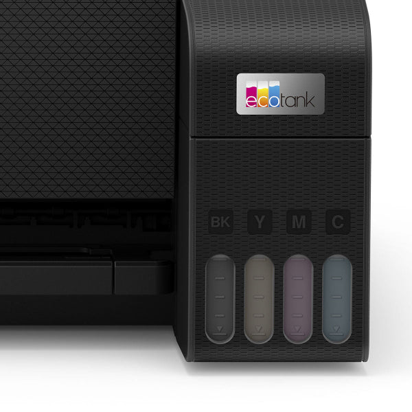 l3210 printer with color tank labels on a white background