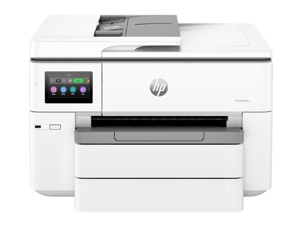 HP 9730 OfficeJet Pro touchscreen close-up with options