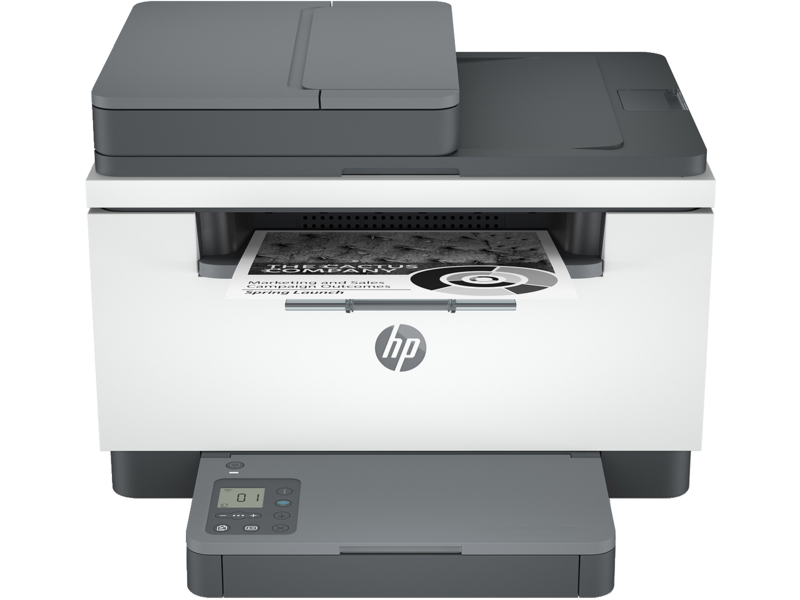 HP 236sdw front tray open with paper loaded