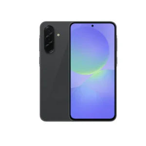 Samsung Galaxy A36 5G smartphone in black with 6GB RAM and 128GB storage shown front and back