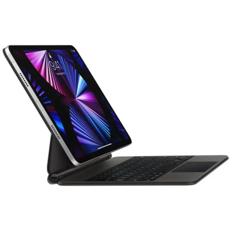 Tablet with keyboard cover on a white background