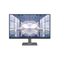 Monitor displaying a futuristic glass building interior on a white background