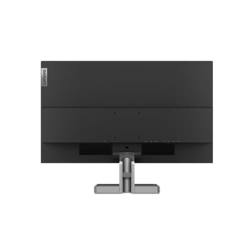 Black computer monitor with stand on a white background