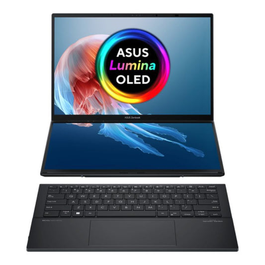 Laptop with ASUS Lumina OLED display on a white background