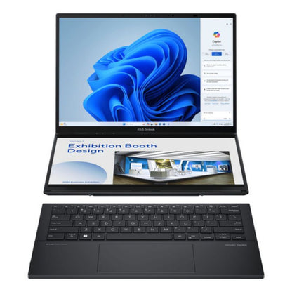 Two laptop screens displaying a design software interface on a white background