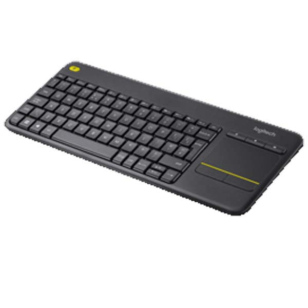 Logitech wireless keyboard with touchpad on a white background