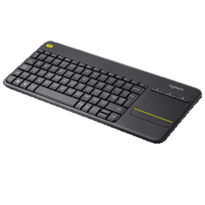 Logitech wireless keyboard with touchpad on a white background