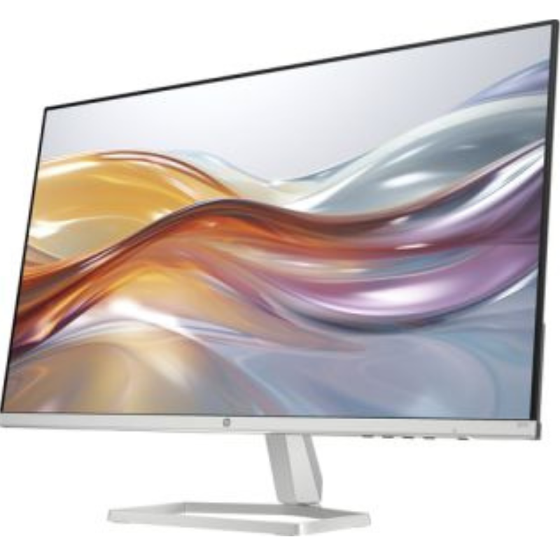 Computer monitor with colorful display on a white background