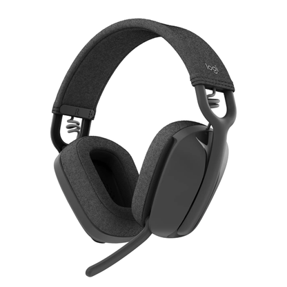Black gaming headset with Logitech logo on a white background