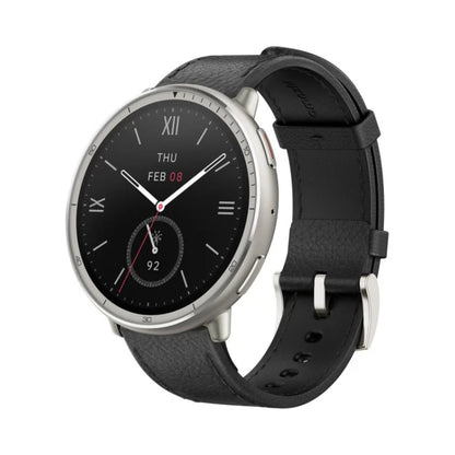 Smartwatch with black strap on a white background