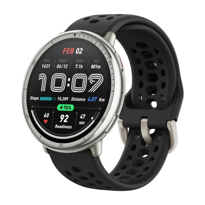 Smartwatch with a black band on a white background