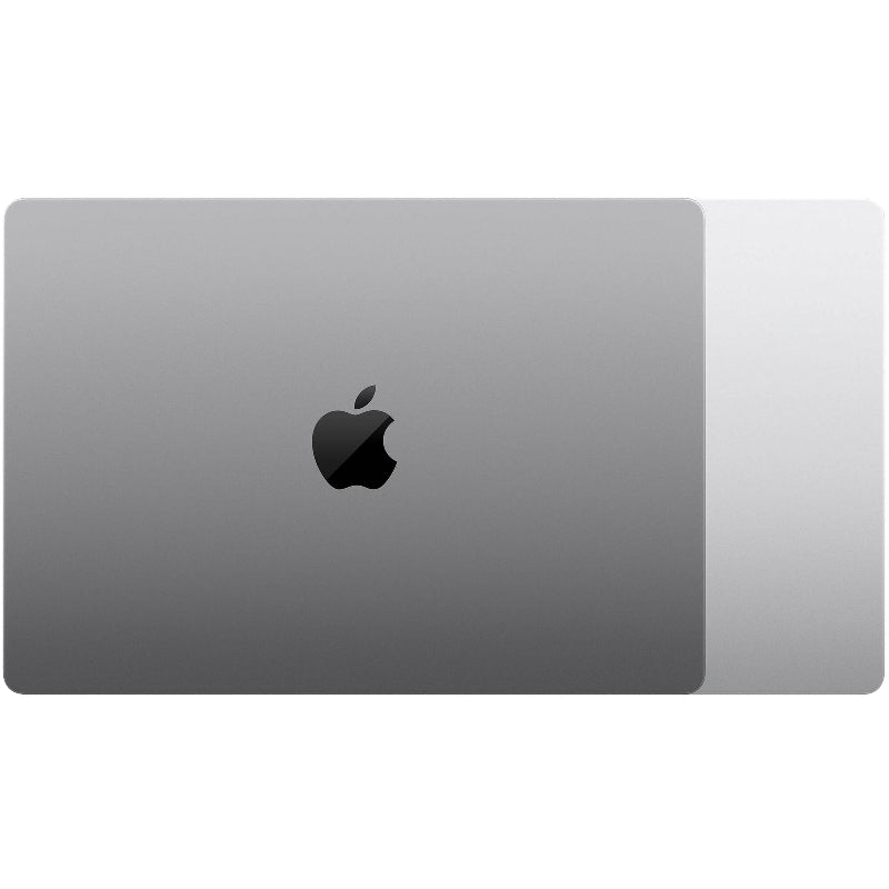 Silver Apple laptop on a white background