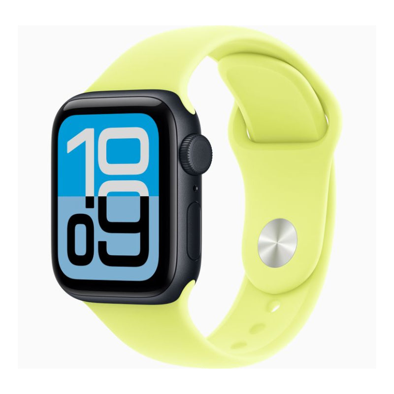 Smartwatch with a yellow band on a white background