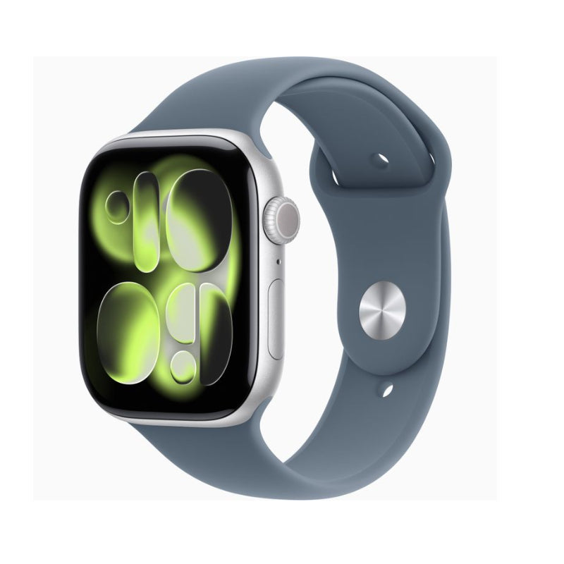 Smartwatch with a blue band on a white background