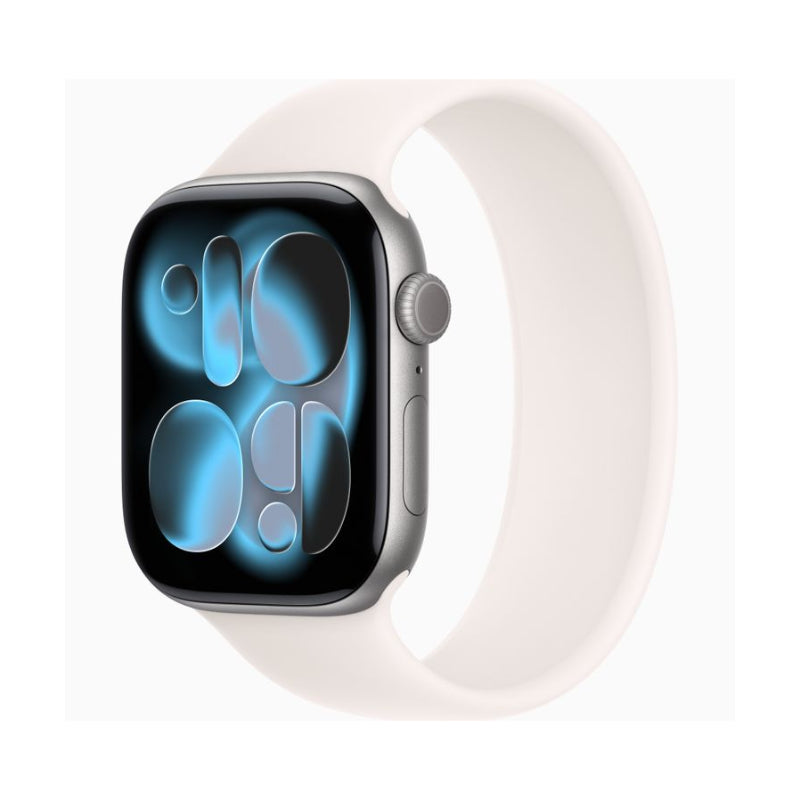 Smartwatch with a white band on a white background