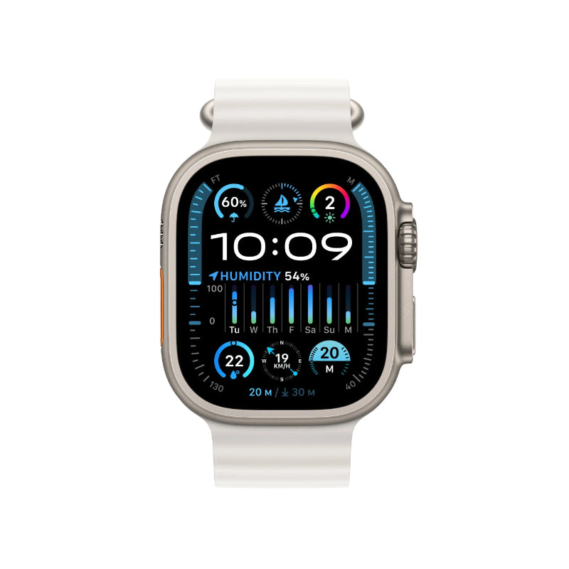 Smartwatch with a white band on a white background