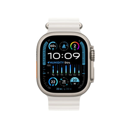 Smartwatch with a white band on a white background