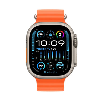 Smartwatch with an orange band on a white background
