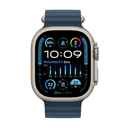 Smartwatch with a blue band on a white background