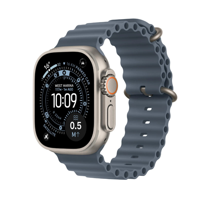 Smartwatch with a gray band on a white background
