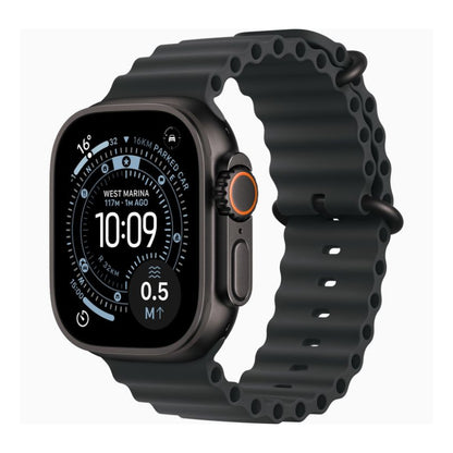 Smartwatch with a black band on a white background