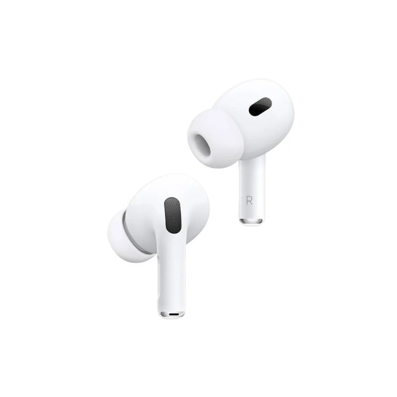 White wireless earbuds on a white background