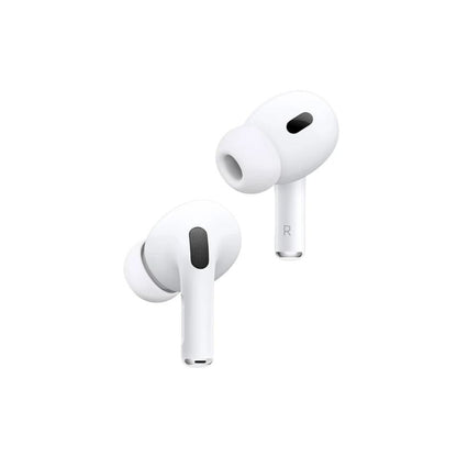 White wireless earbuds on a white background