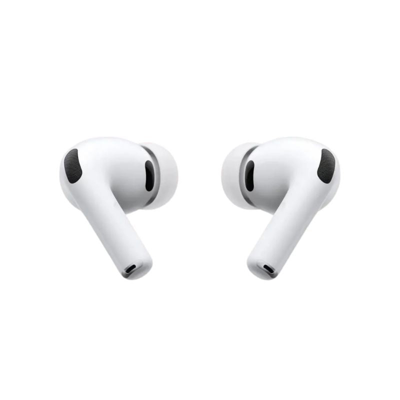White wireless earbuds on a white background