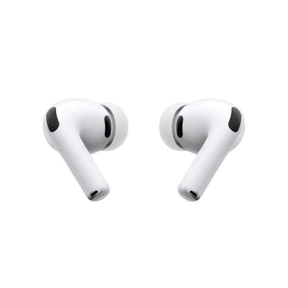 White wireless earbuds on a white background