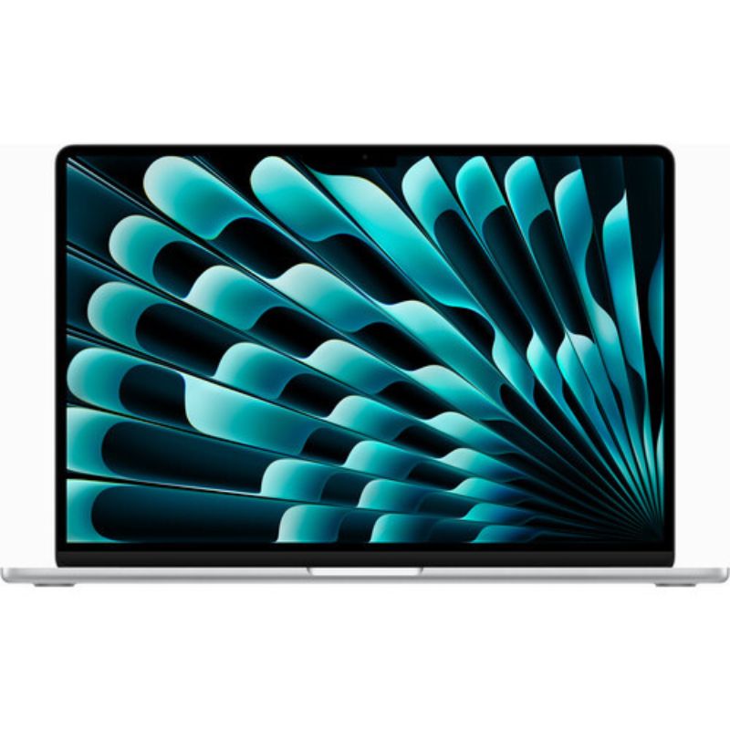 Laptop with a futuristic blue and black design on the screen