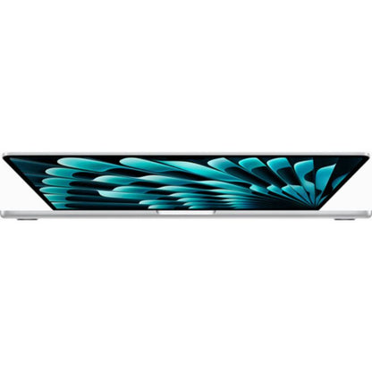Laptop with a colorful display on a white background