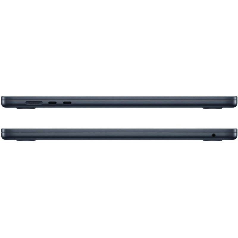 Two views of a dark blue laptop on a white background