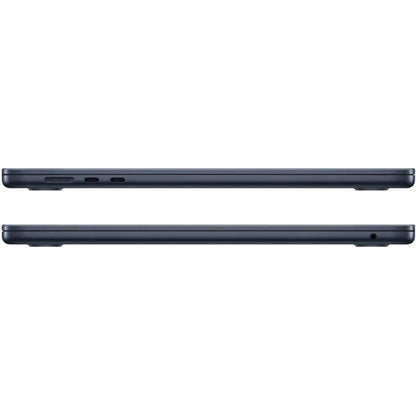 Two views of a dark blue laptop on a white background