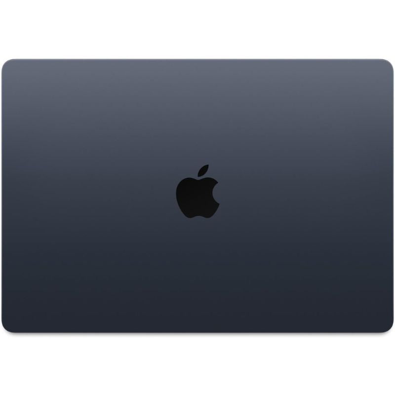 Black laptop with Apple logo on a white background