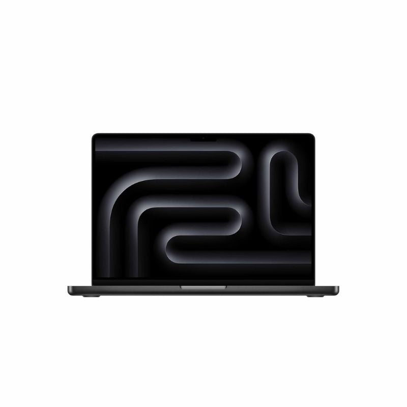 Black laptop with abstract design on a white background
