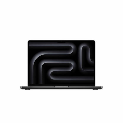 Black laptop with abstract design on a white background